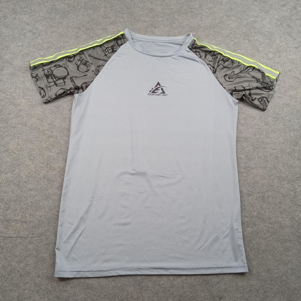 SHEIN Shirt‎ Mens XL Gray Raglan Short Sleeve Athletic Graphic Top Gym Training